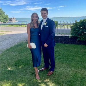 Petal & Pup Navy Satin Adena Dress